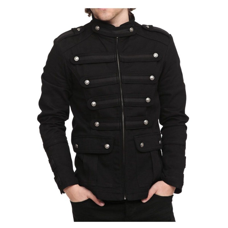 Men Gothic Military Jacket Vintage Goth Steampunk Military Style Jacket